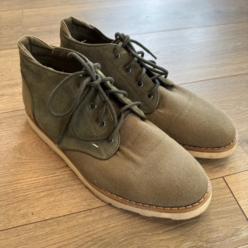 Generic Surplus Dom Sud Mens Olive Green Canvas Suede Chukka Boots Vibram Sole 9
